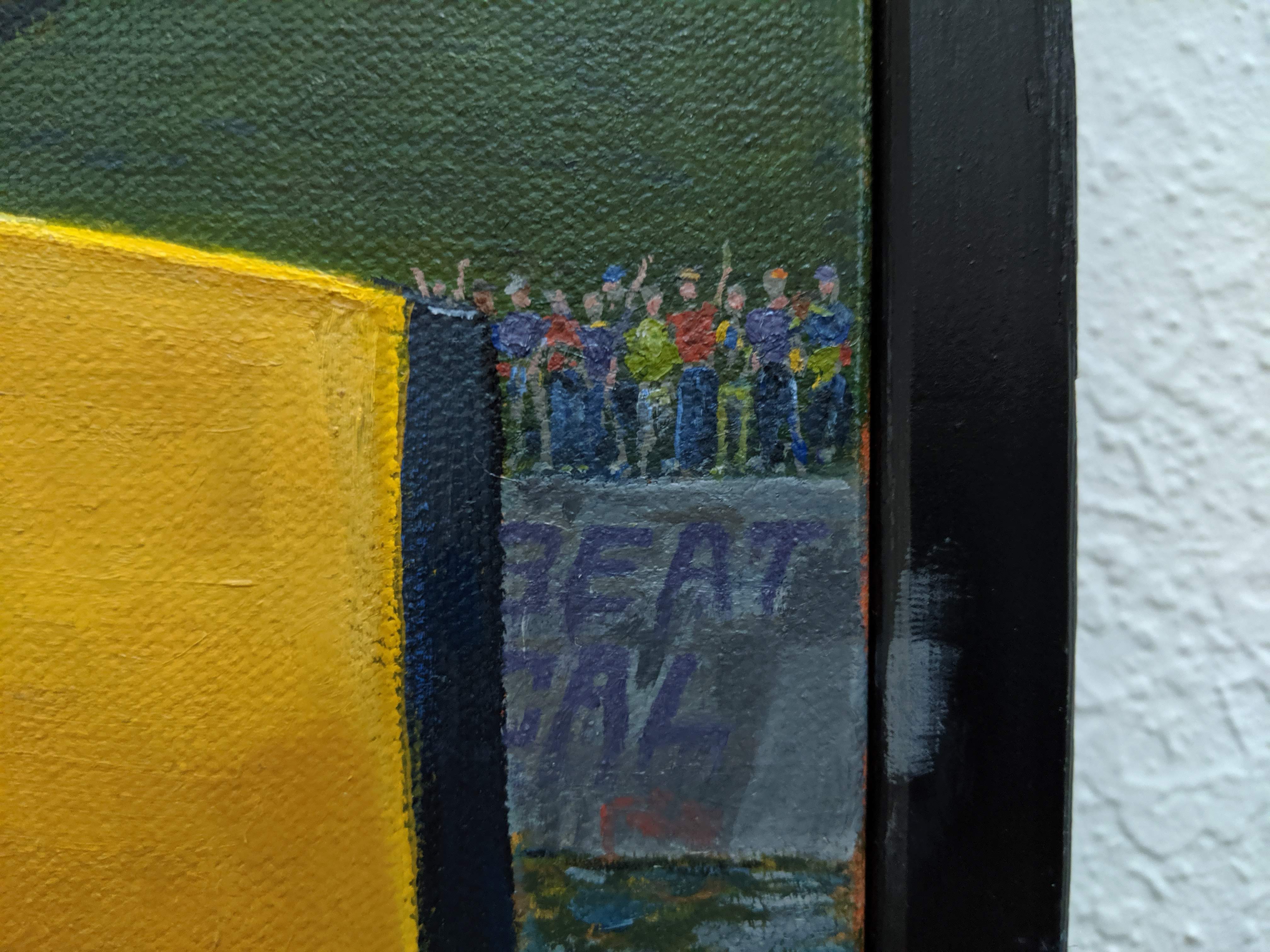 Rowing Painting Detail with Cheering Crowd