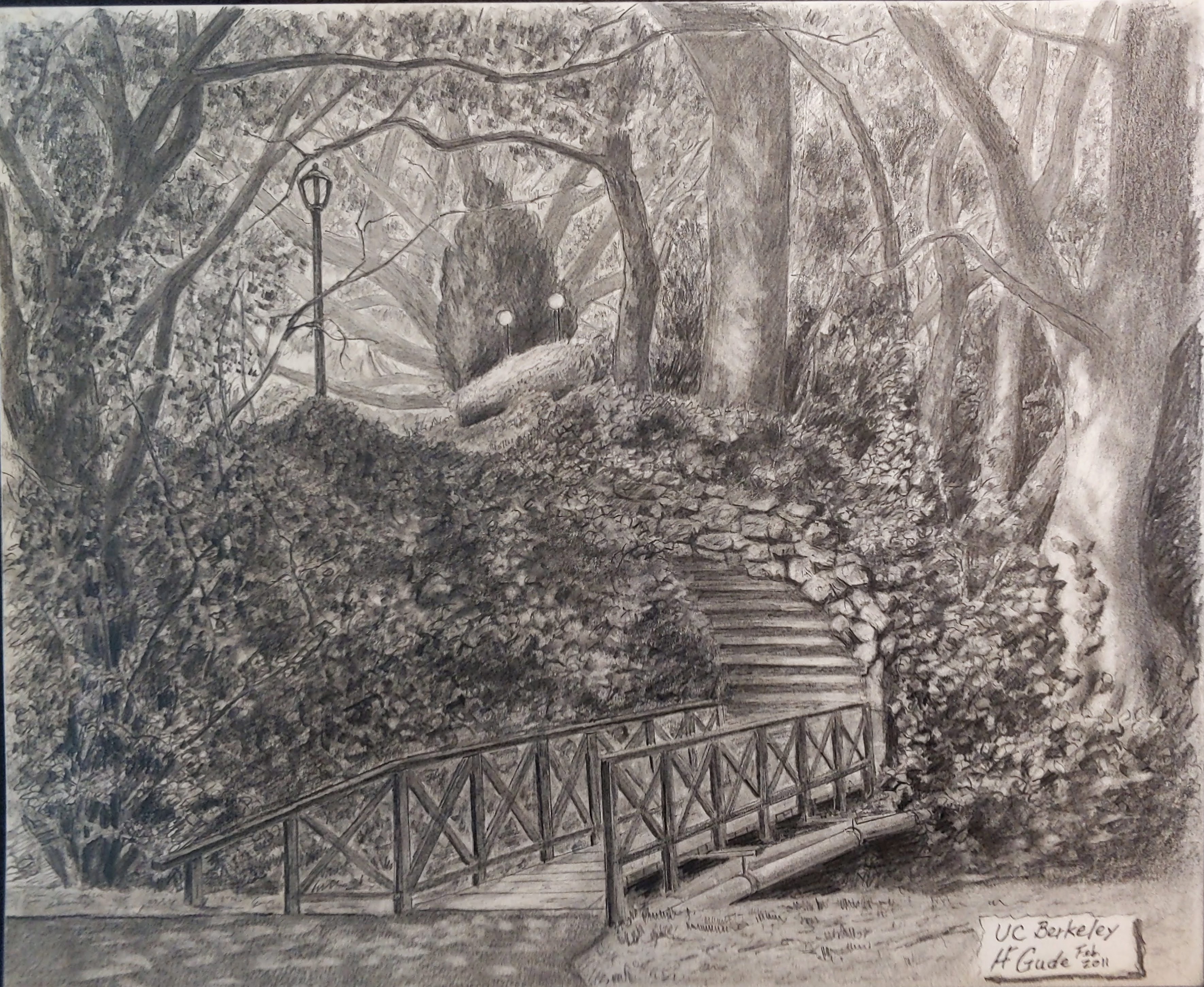 Stairs Up to University House, Study for an Oil Painting, University of California, Berkeley