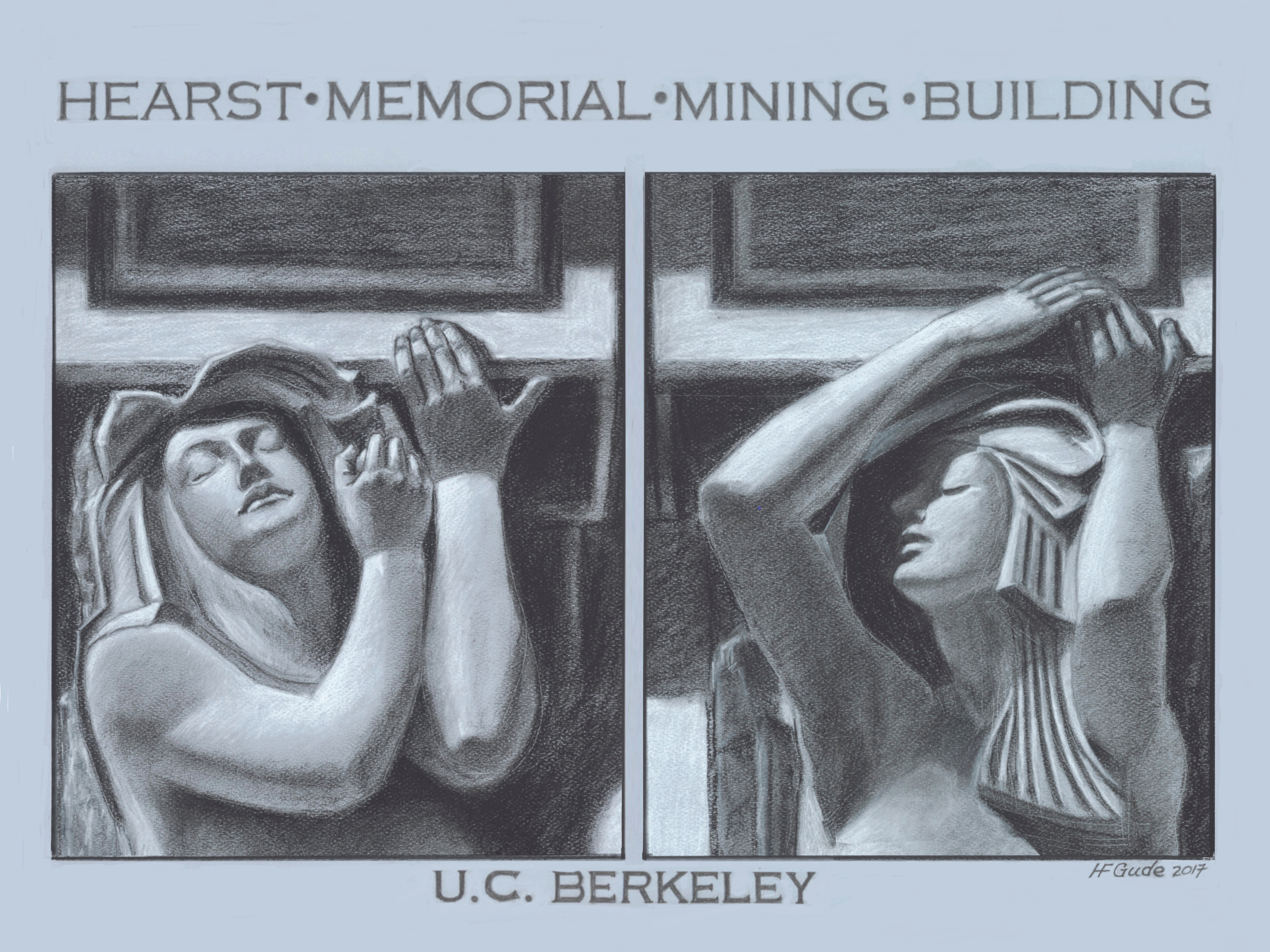 Statues on facade of Hearst Memorial Mining Building, University of California, Berkeley