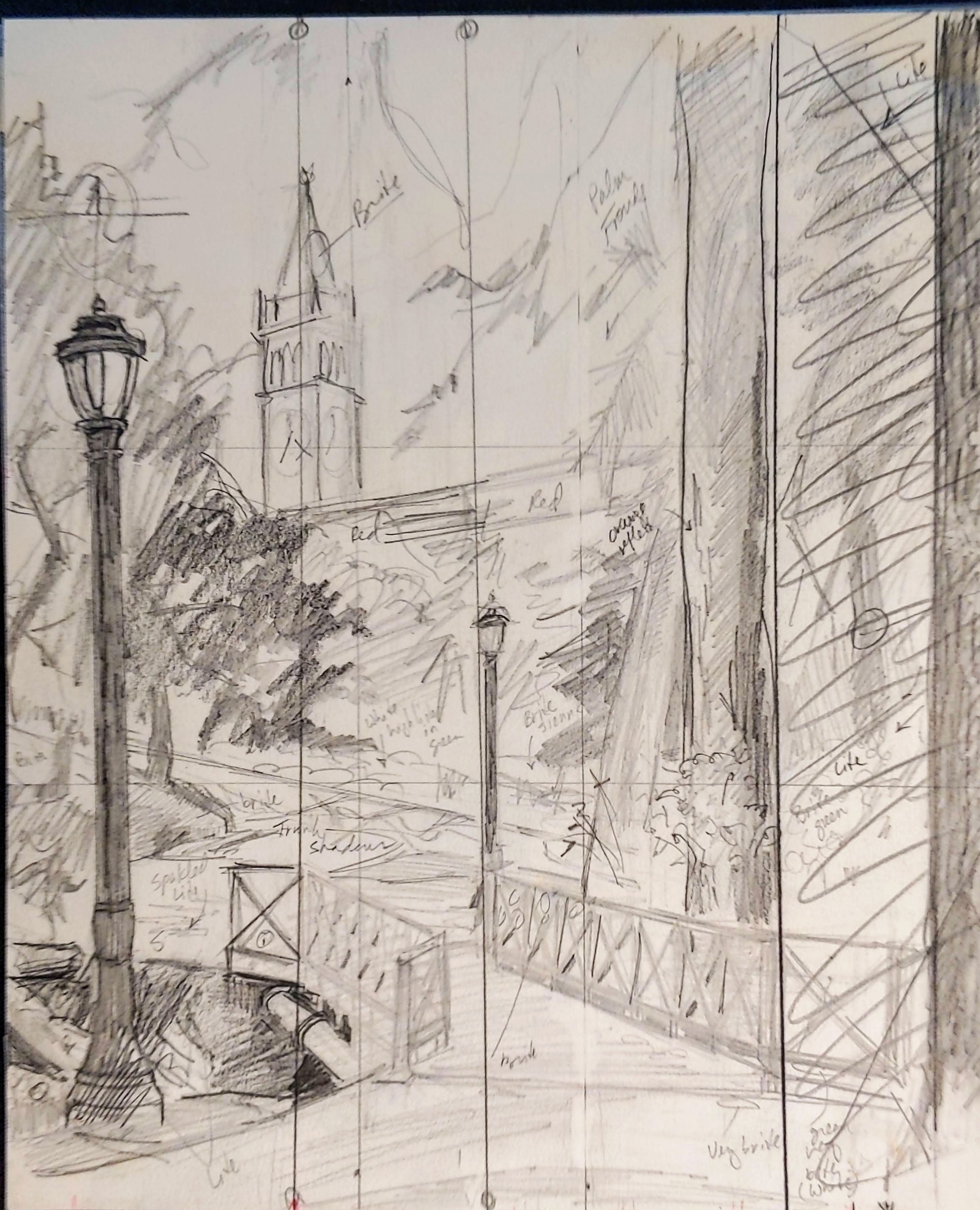 View of Sather Tower from Strawberry Creek, University of California, Berkeley