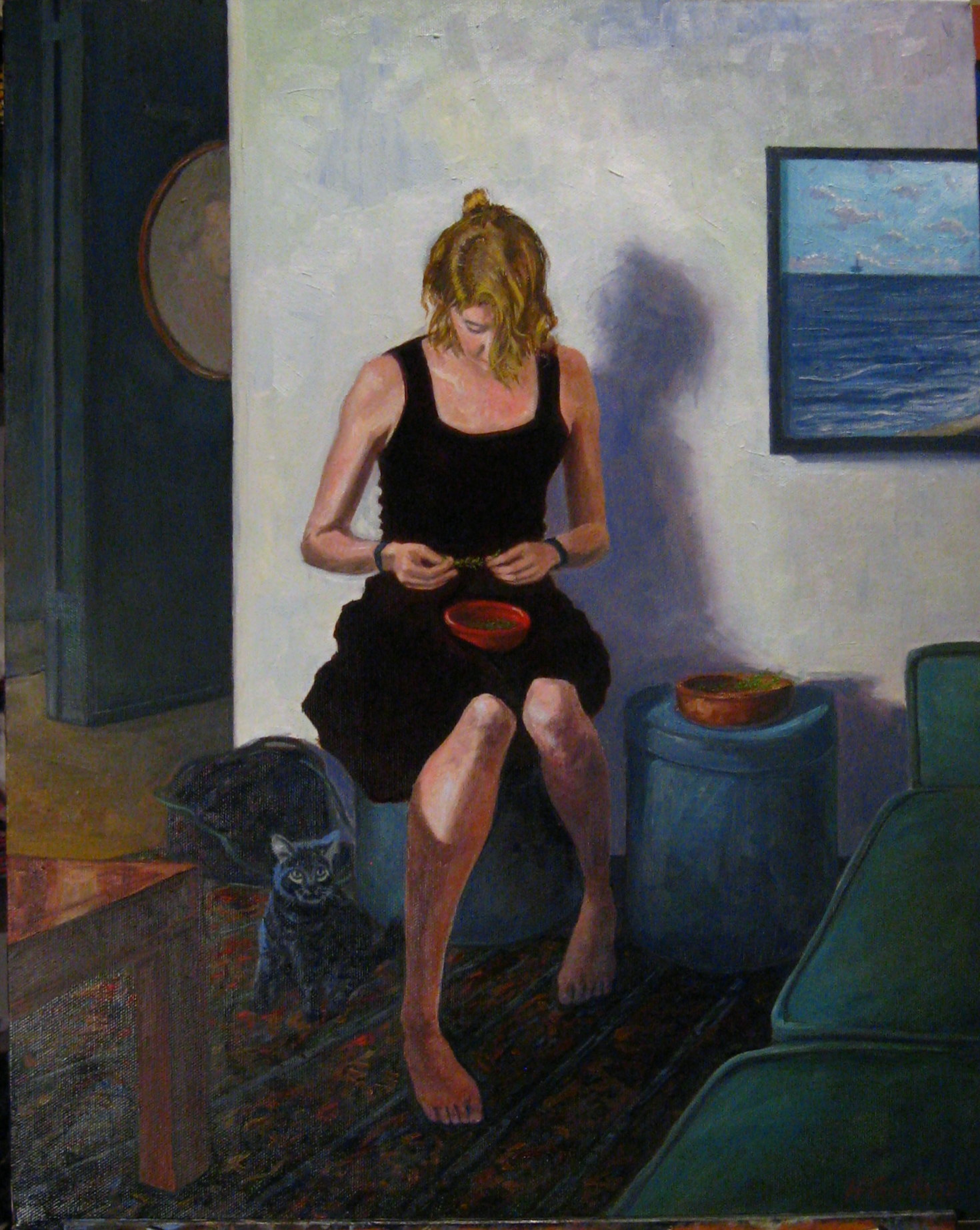 Emily Preparing the Thanksgiving Rosemary