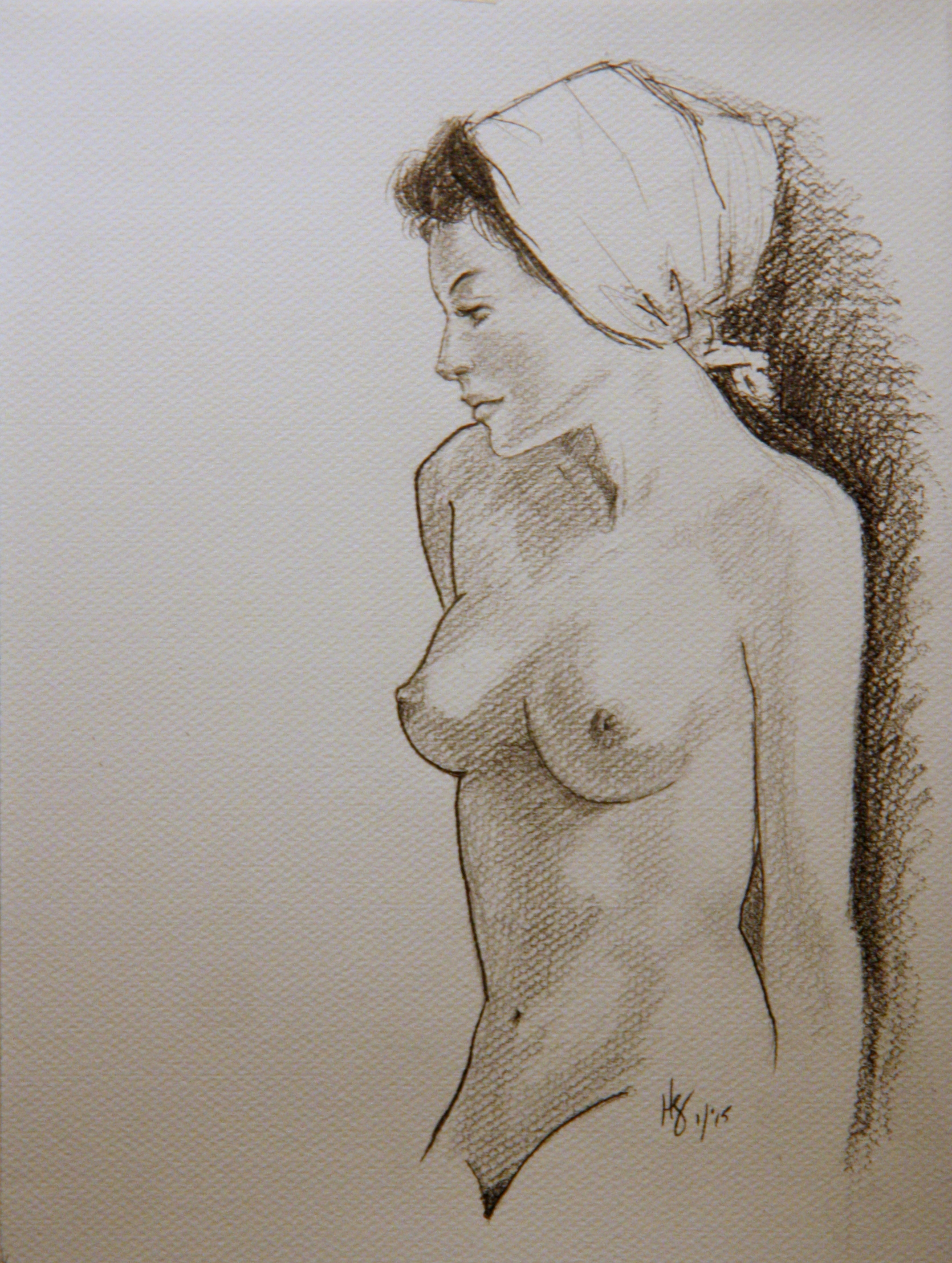 Standing Female Figure with Head Wrap