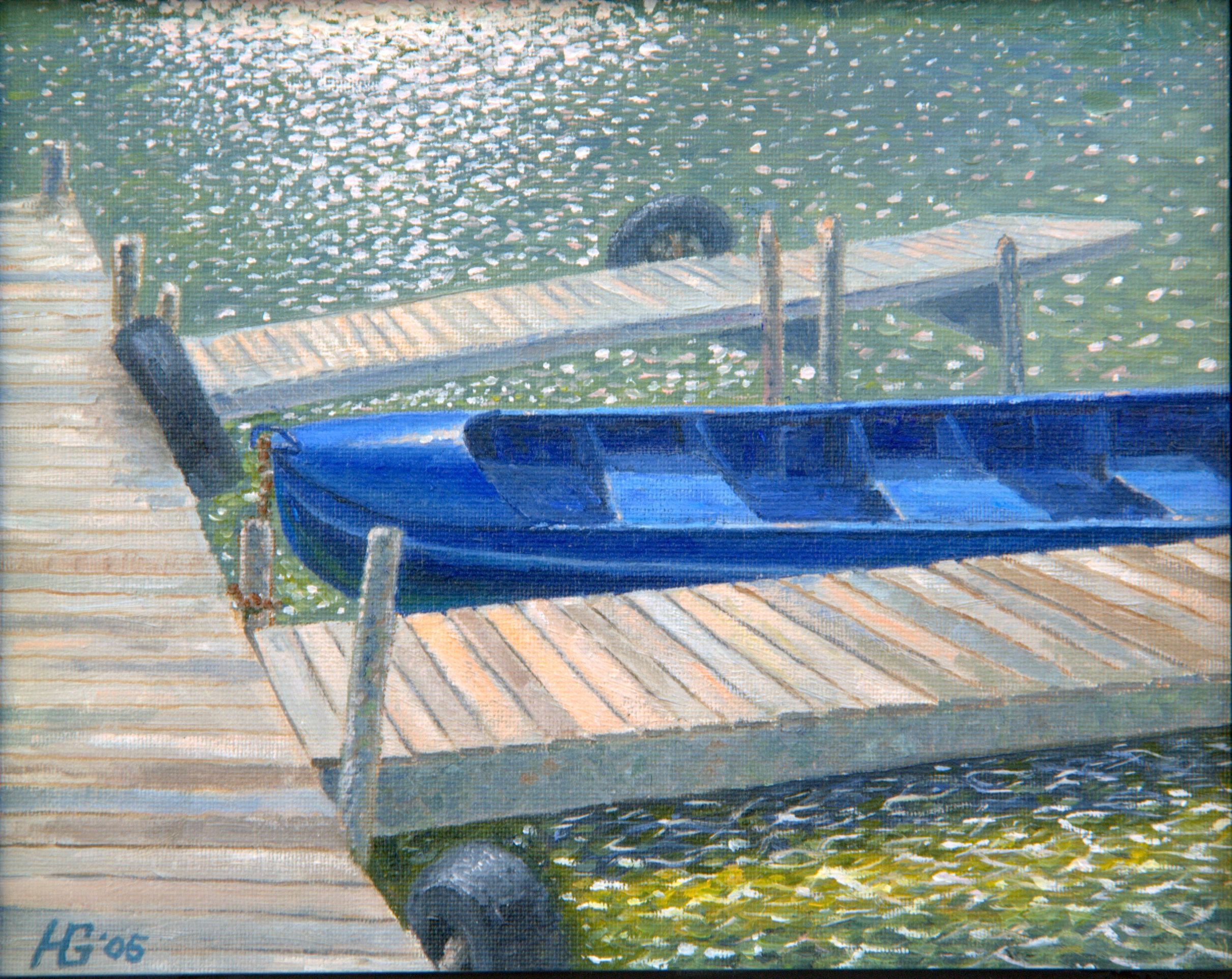 Blue Boat at the Woods