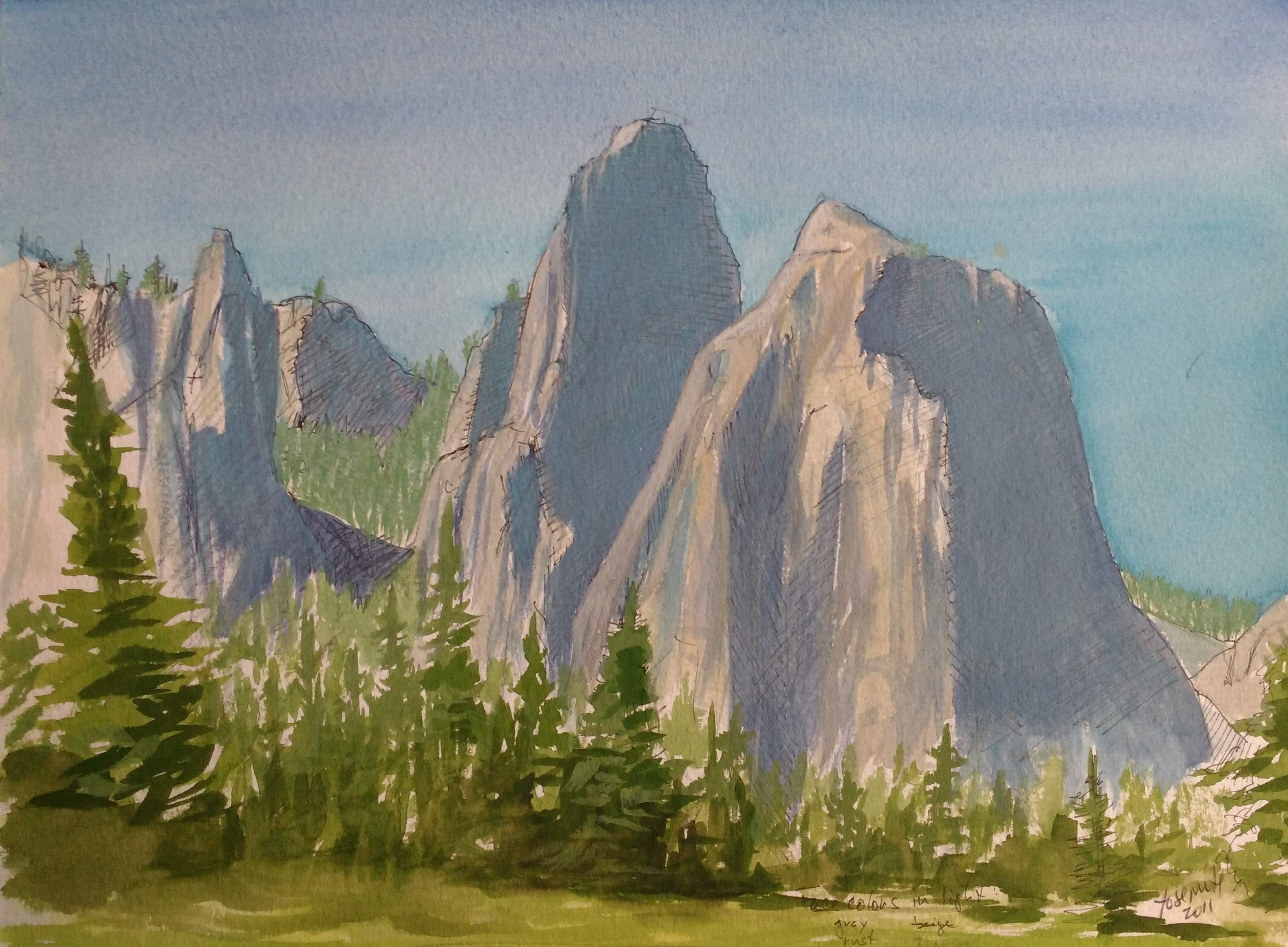 Yosemite Valley, Watercolor Study