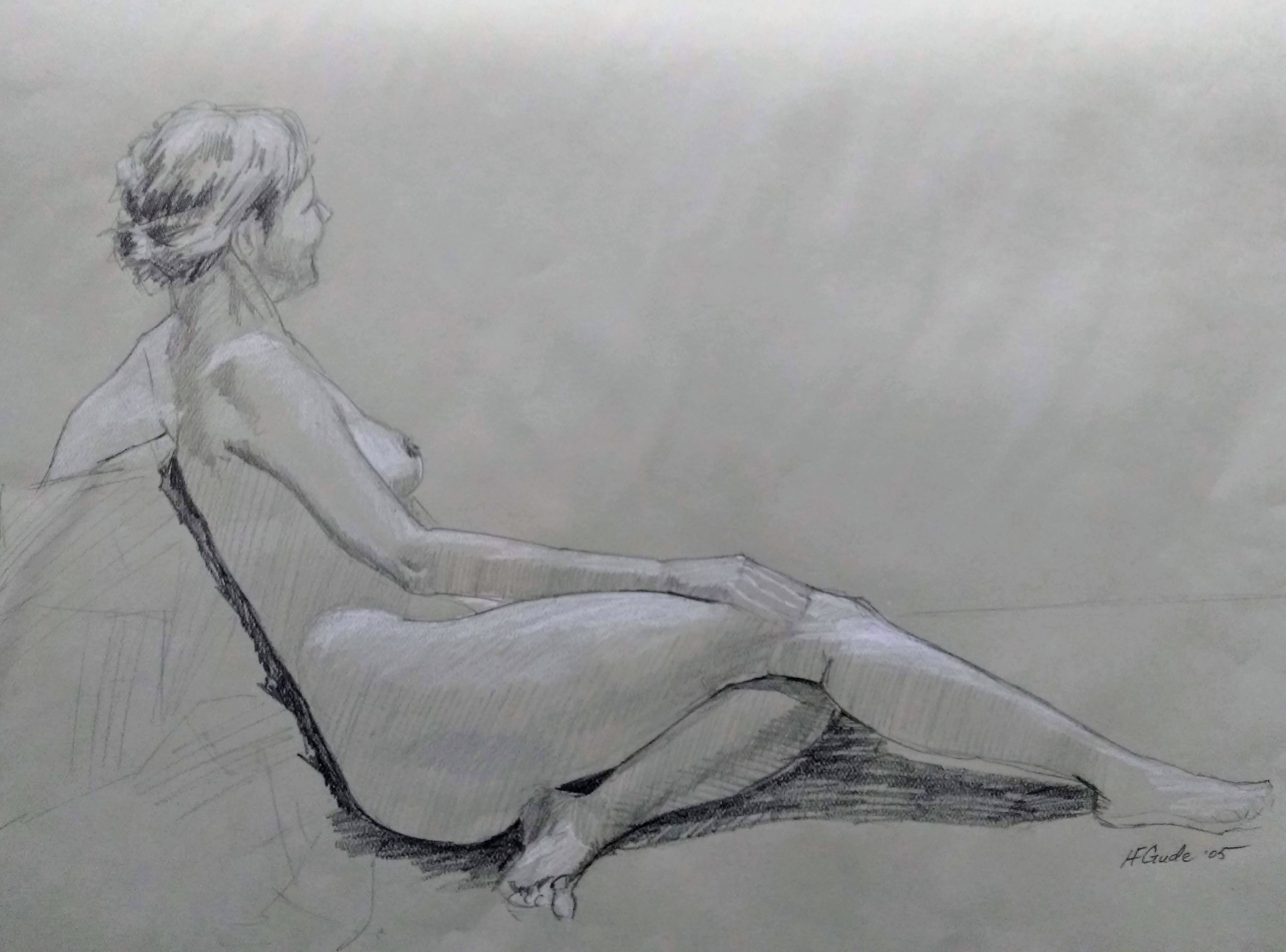 Reclining Nude with Legs Extended