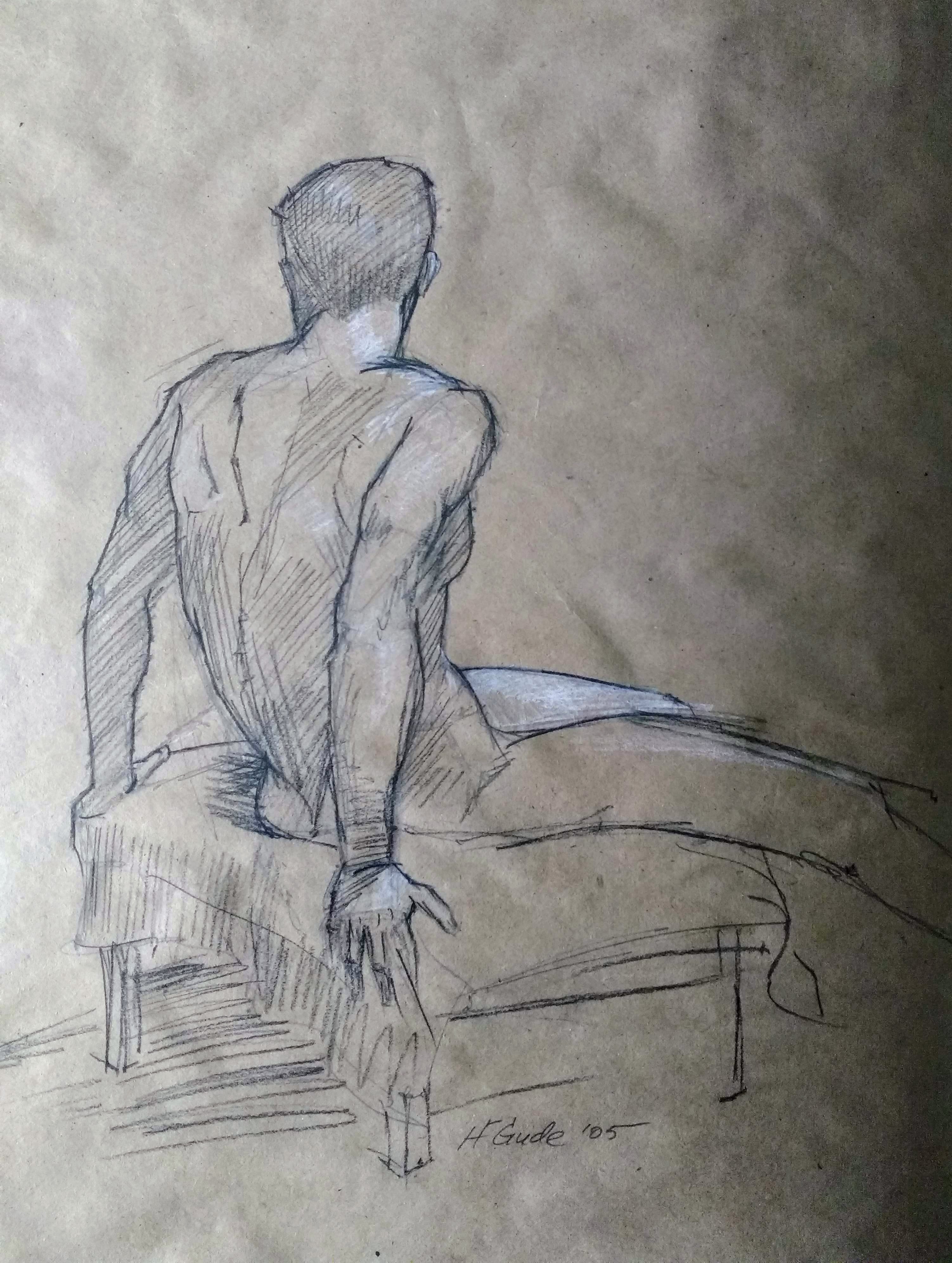 Seated Male Figure from Behind
