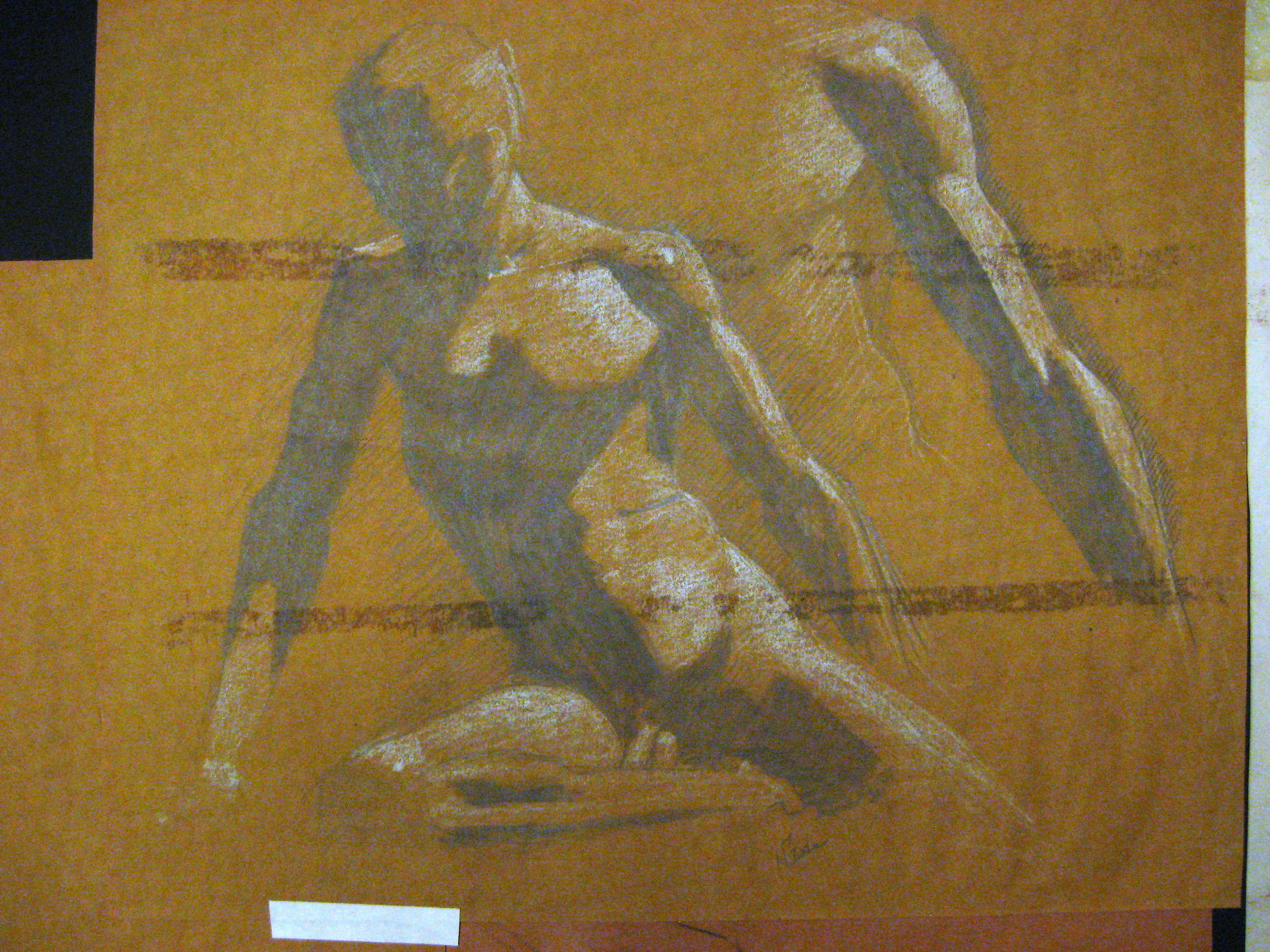 Stretching Figure on Warm Paper
