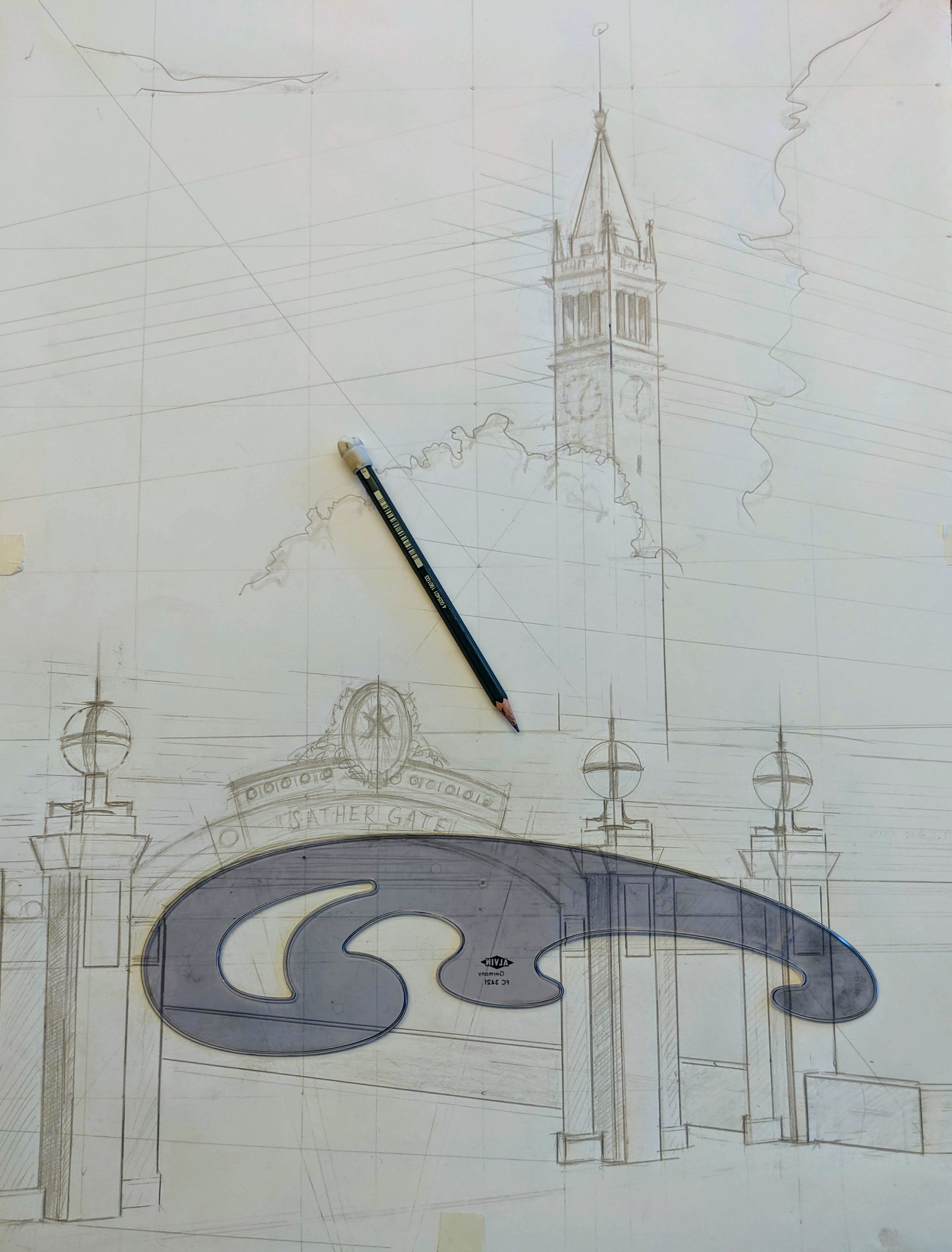 Sather Gate Drawing in Progress