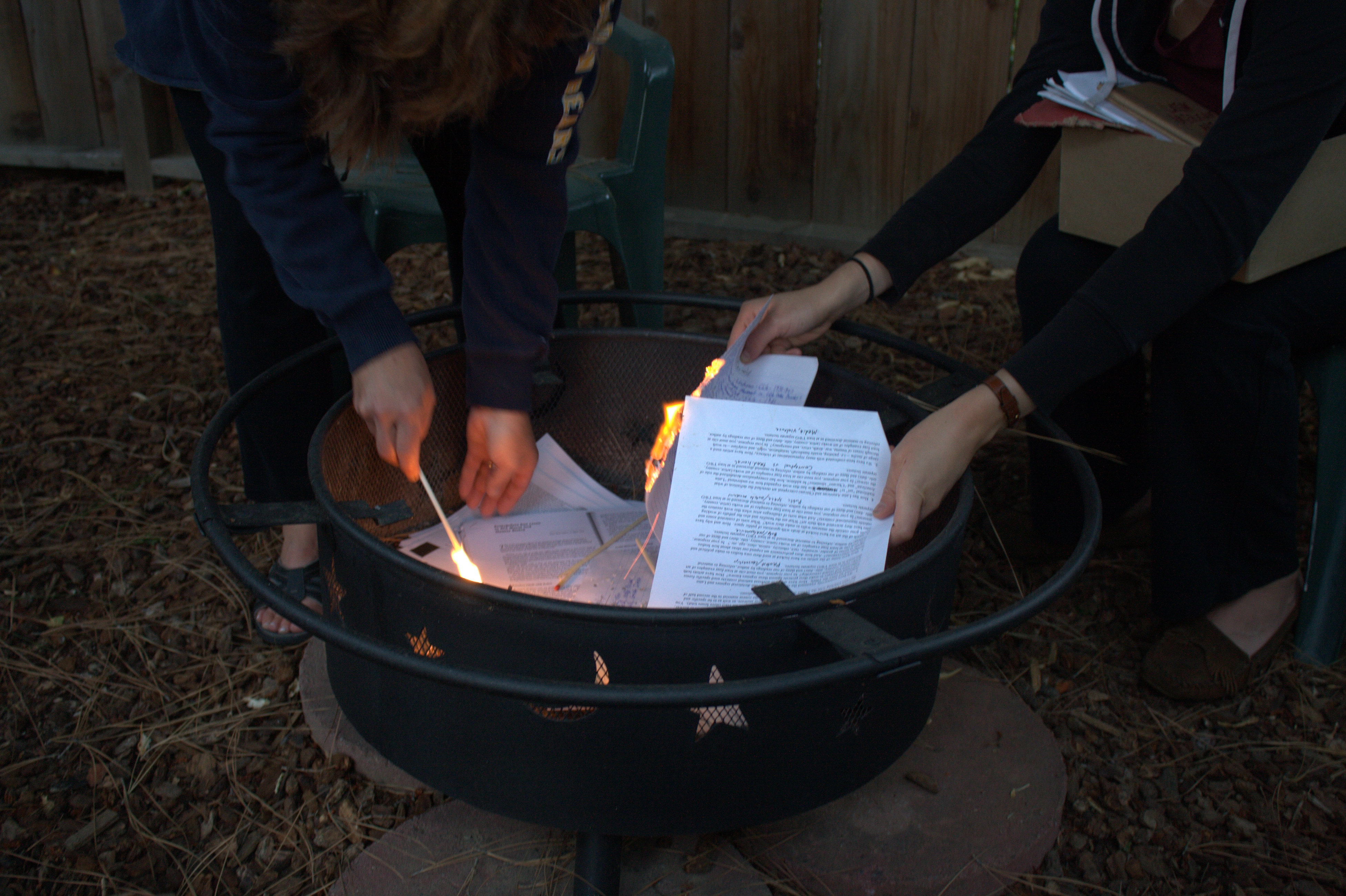 Burning College Notes at Term End