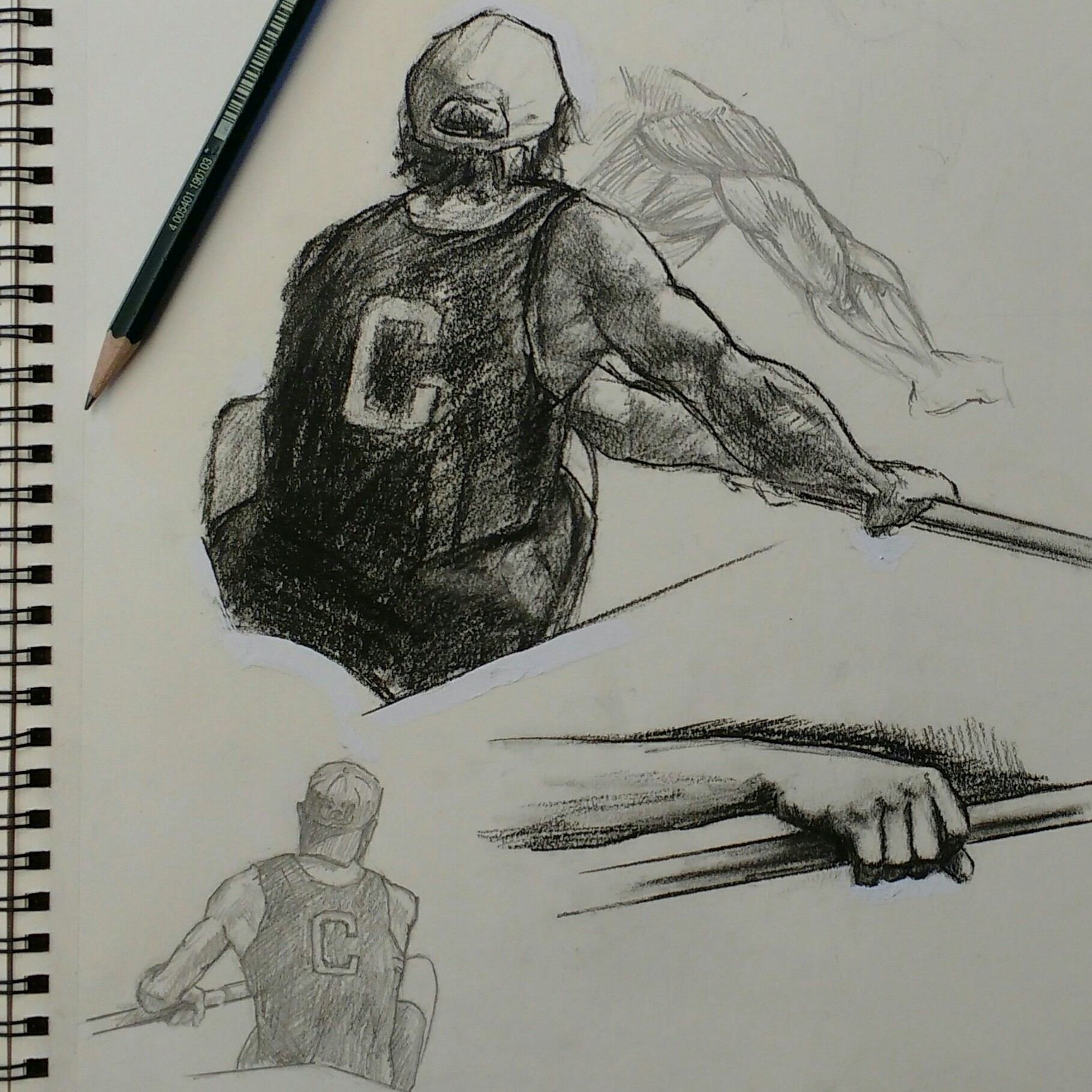 Cal Rower Studies with Hand Detail