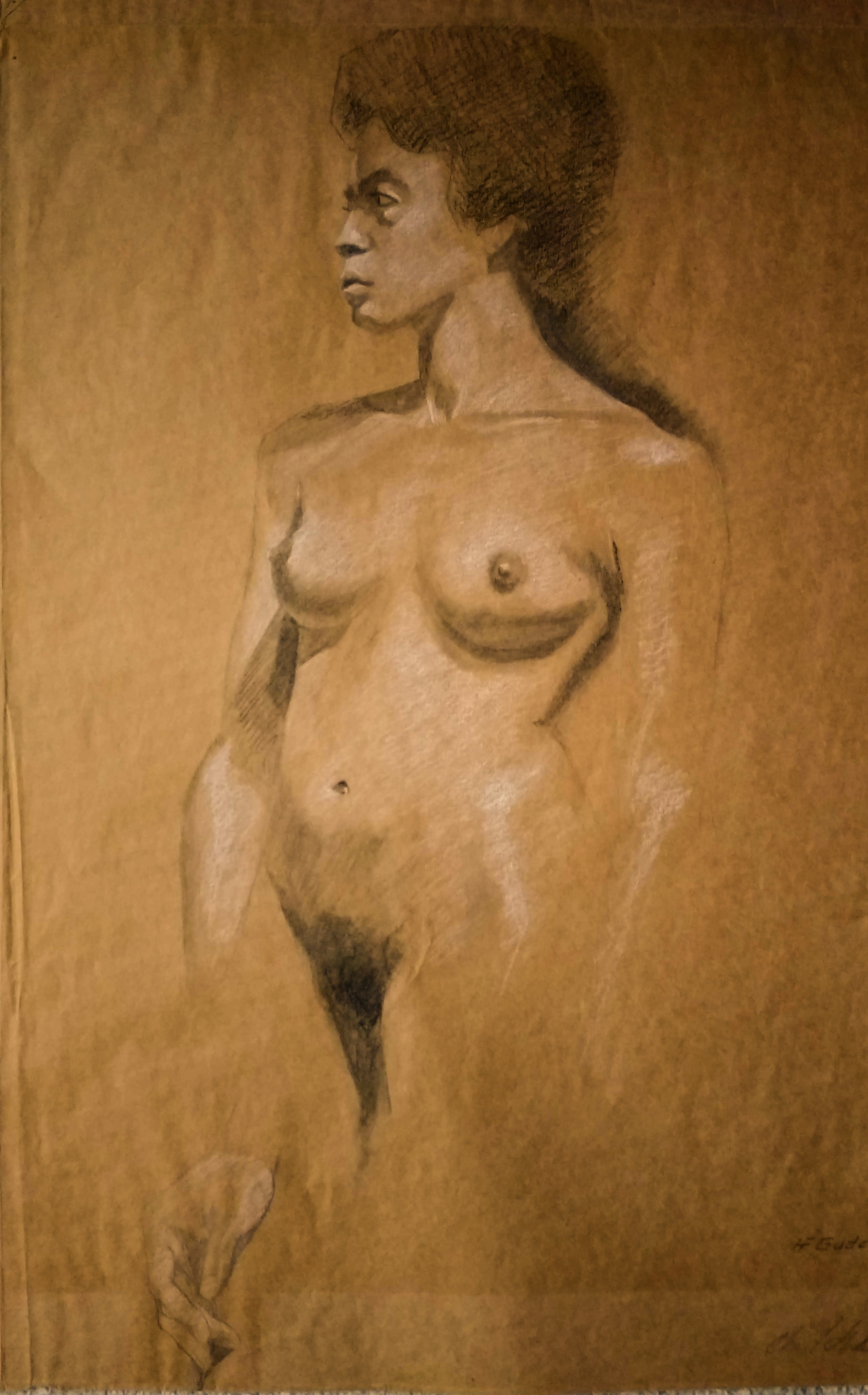 Standing Female Figure on Toned Paper