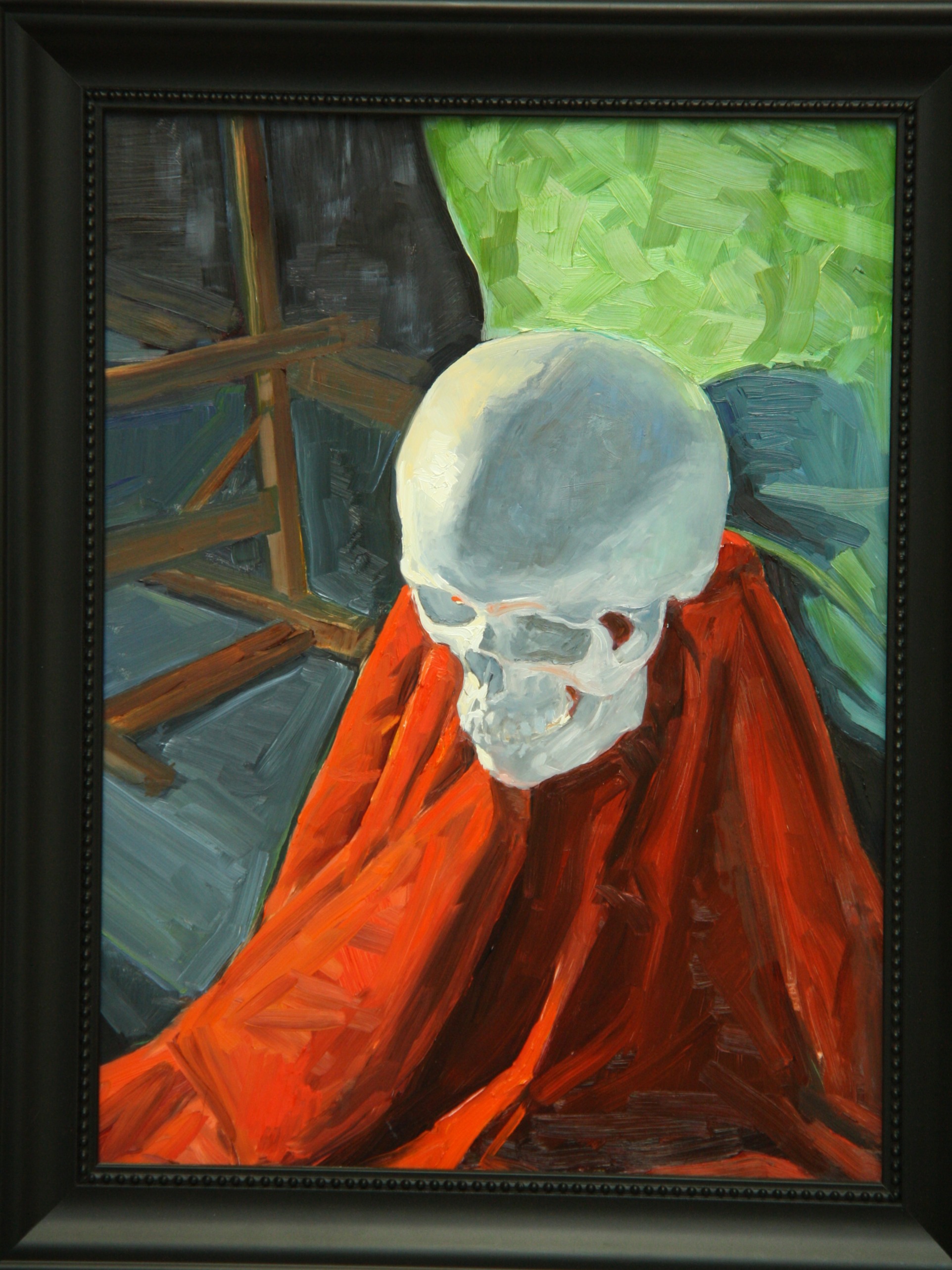 Still Life with Skull and Red Drapery
