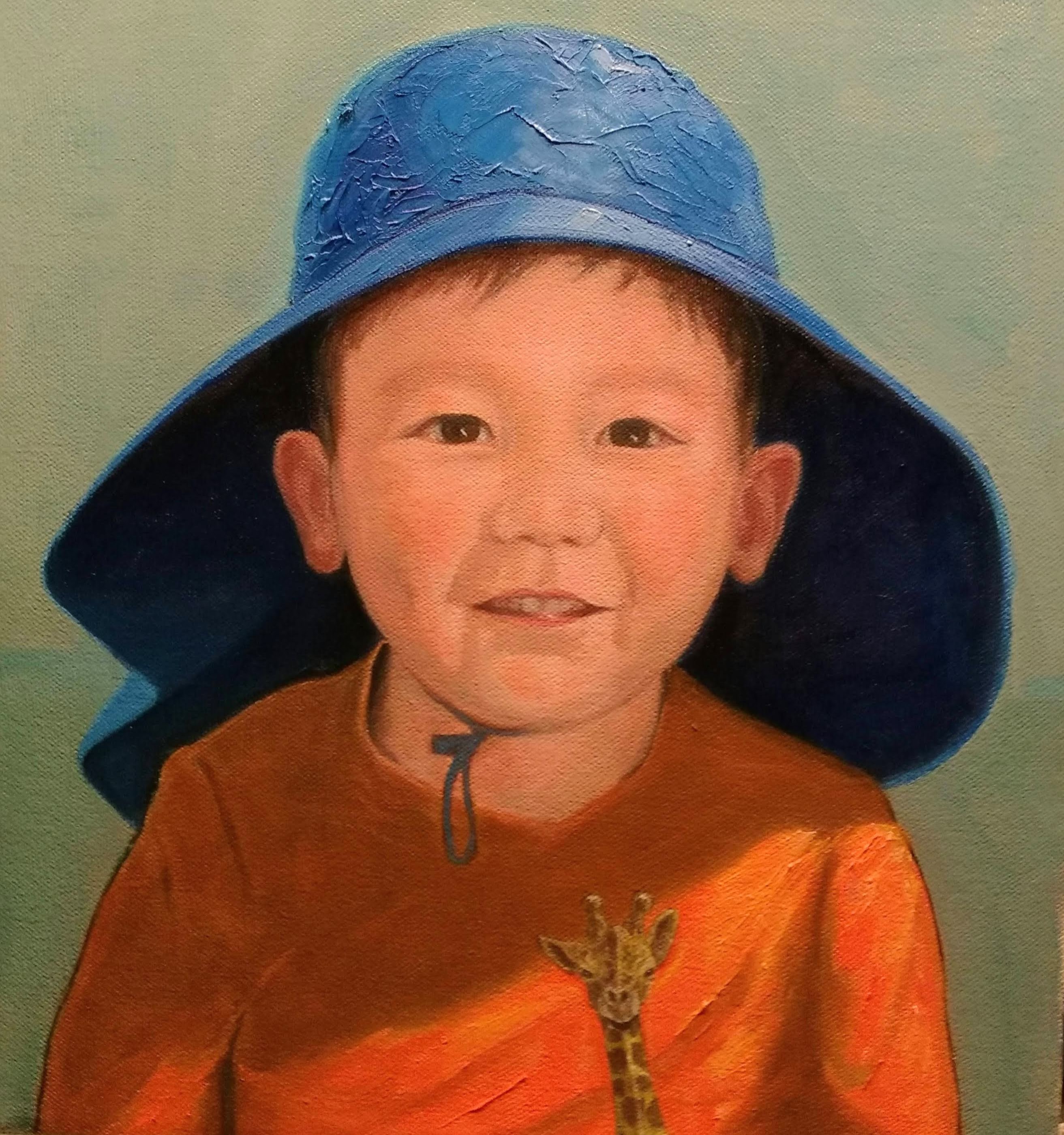 Theo in Blue Sun Hat