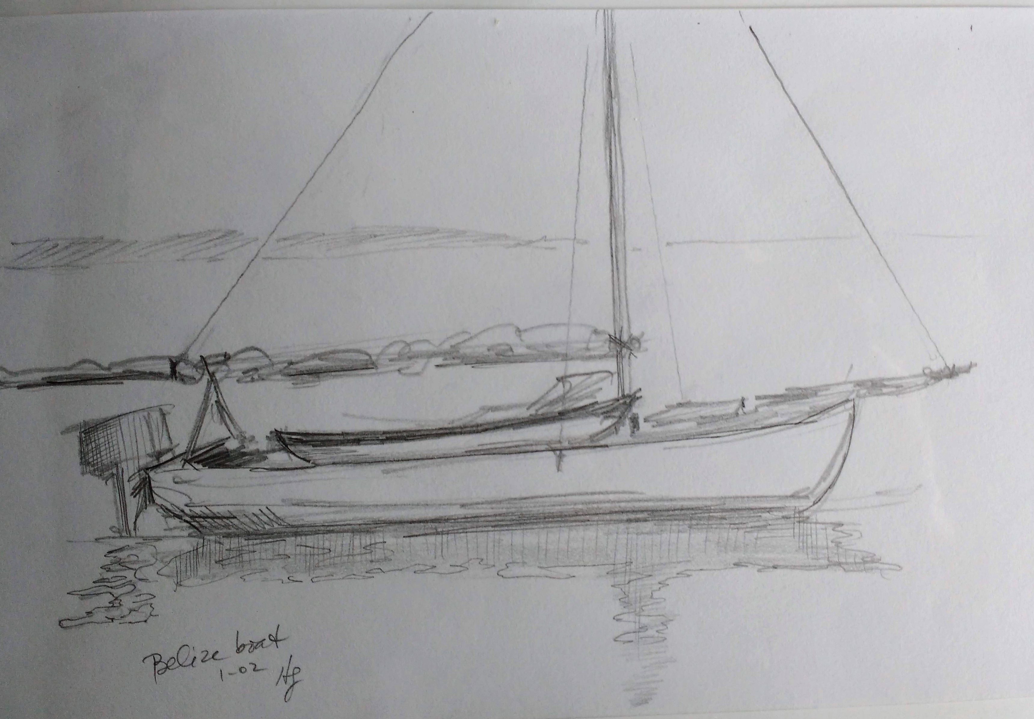 Boat Moored in Belize Harbor