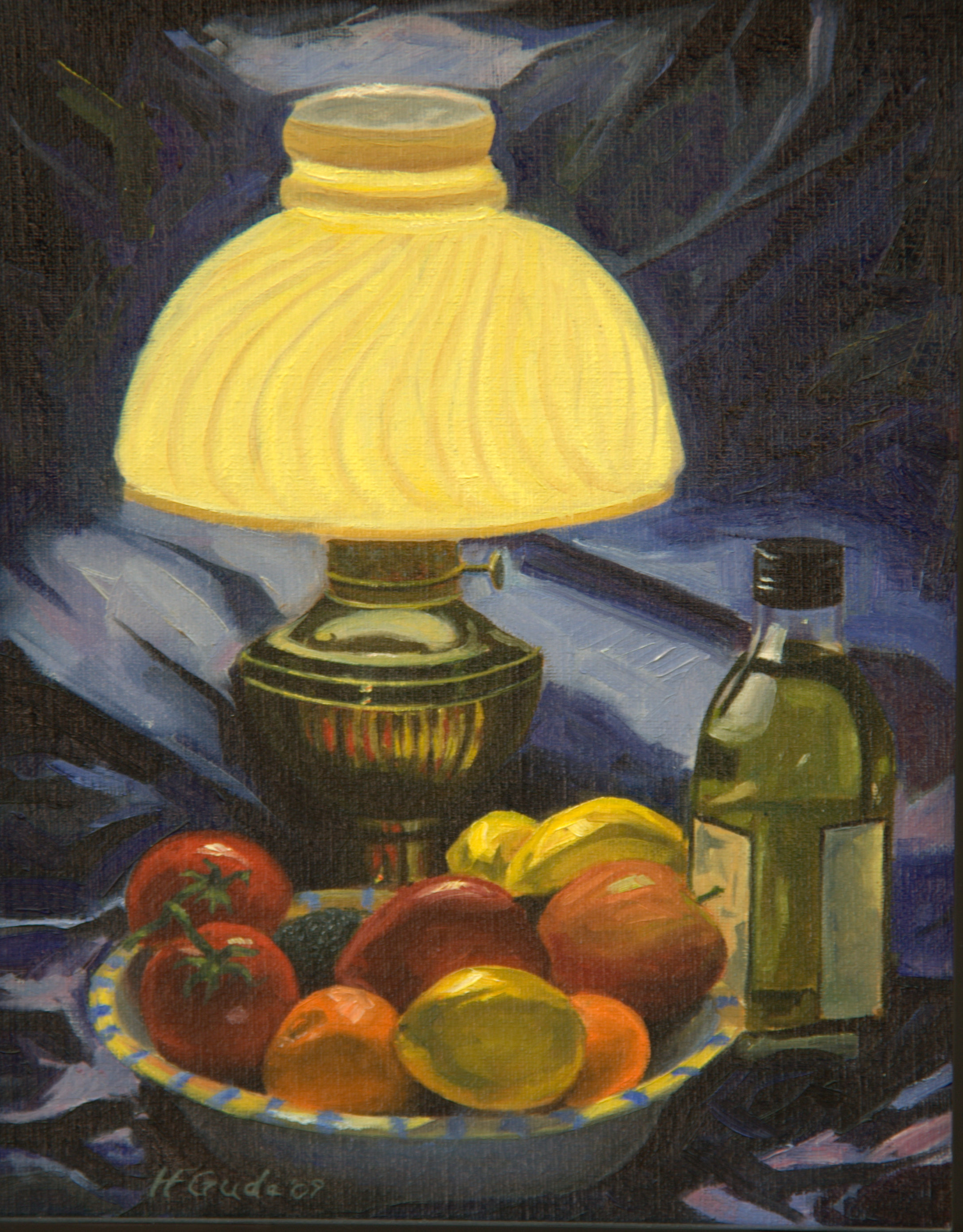 Still Life with Oil, Lamp, and Fruit
