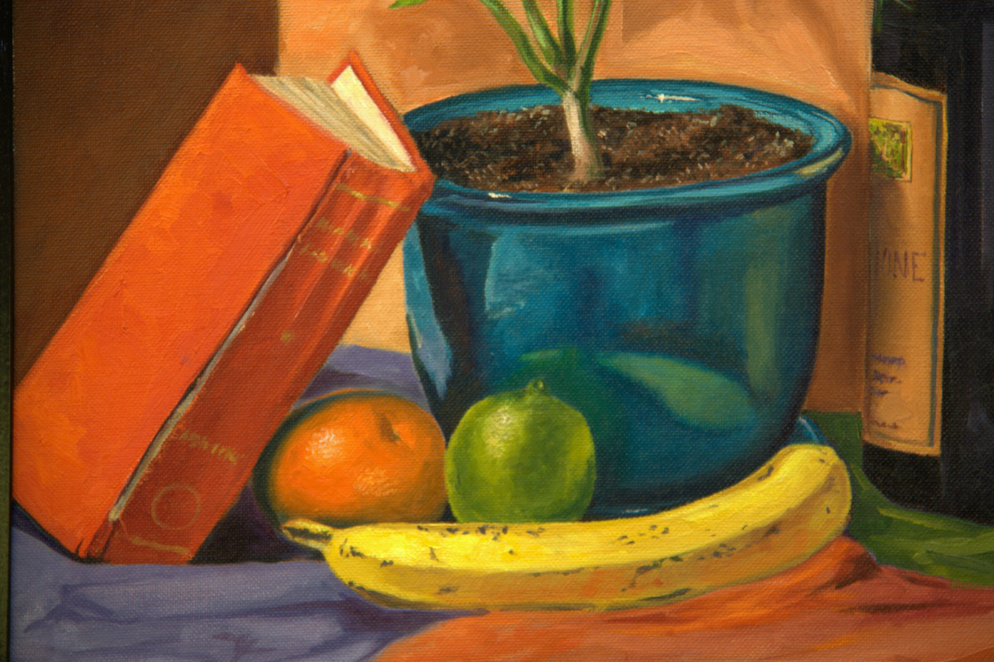 Still Life with Potted Plant and Wine Bottle (Detail)