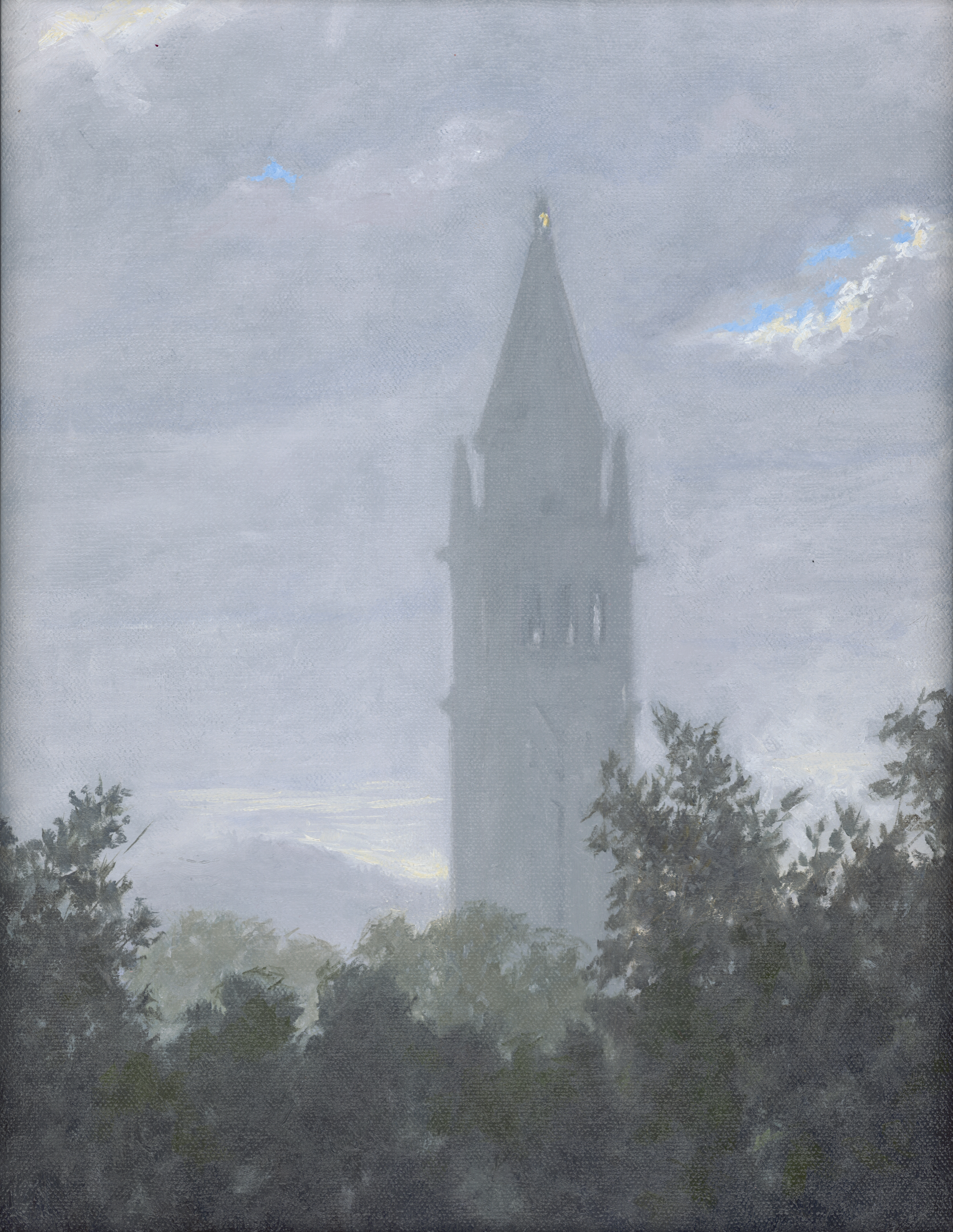 Sather Tower in Morning Fog