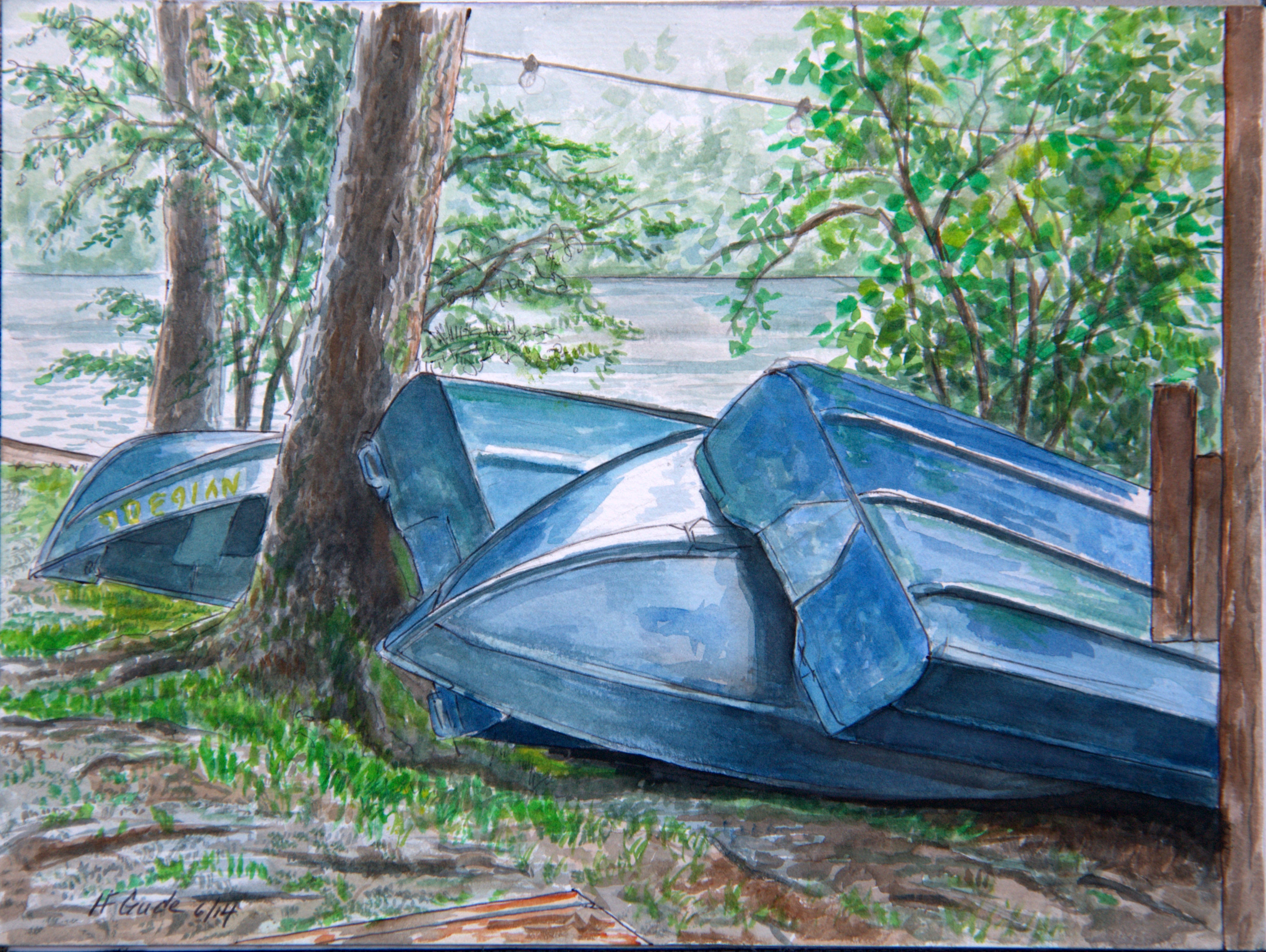 Blue Boats Outside the Snack Shack