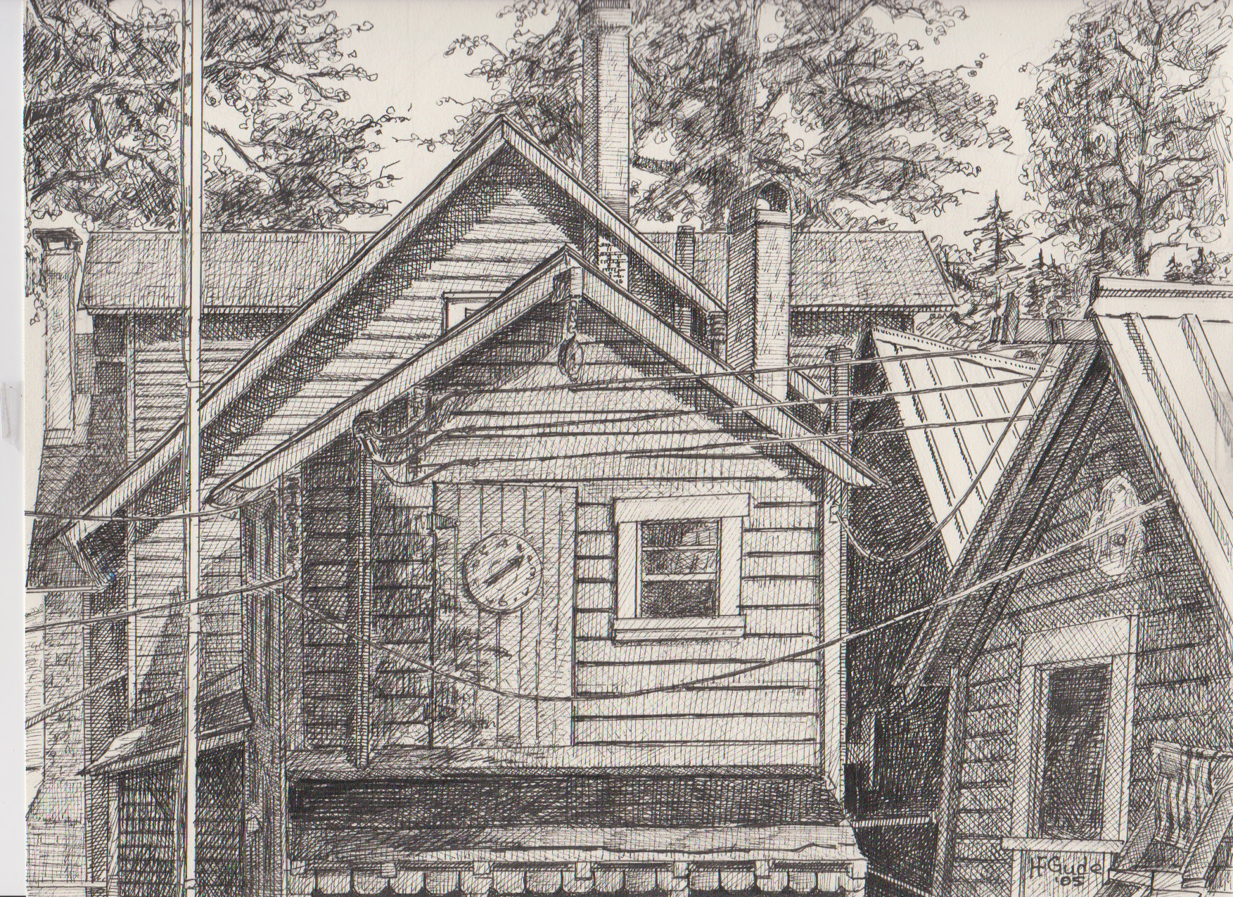 Viking Village Hotel in Pen and Ink